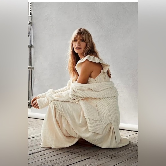 ANTHROPOLOGIE Pilcro Chunky Knit Zip Up Sweater Jacket Size Oversized Cream XS. - Picture 2 of 12